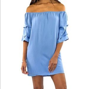 AAKAA Ruffle Sleeve Off Shoulder Dress Sz L